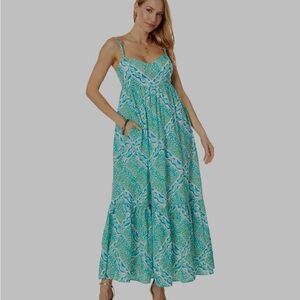 Lilly Pulitzer Turquoise and White Maxi Dress - NWT